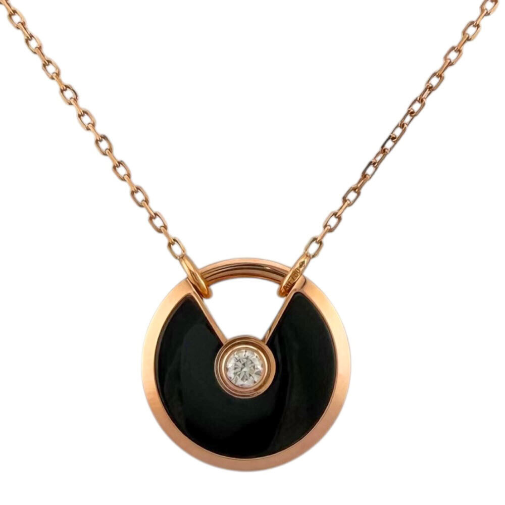 Cartier Amulet Necklace, 18K Pink Gold, Onyx, Diamond, Women's, CARTIER